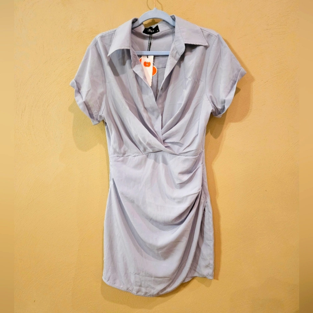 NWT Cider Sky Blue Short Sleeve Dress M